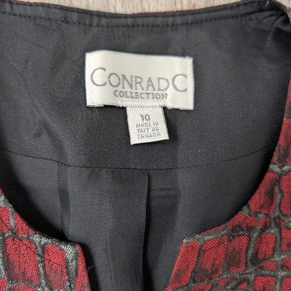 Vintage Conrad C Collection Made In Canada Red Crocodile Pattern Jacket Size 10 - Picture 5 of 9